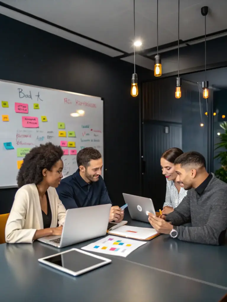 Equipe colaborando em projeto de intranet SharePoint